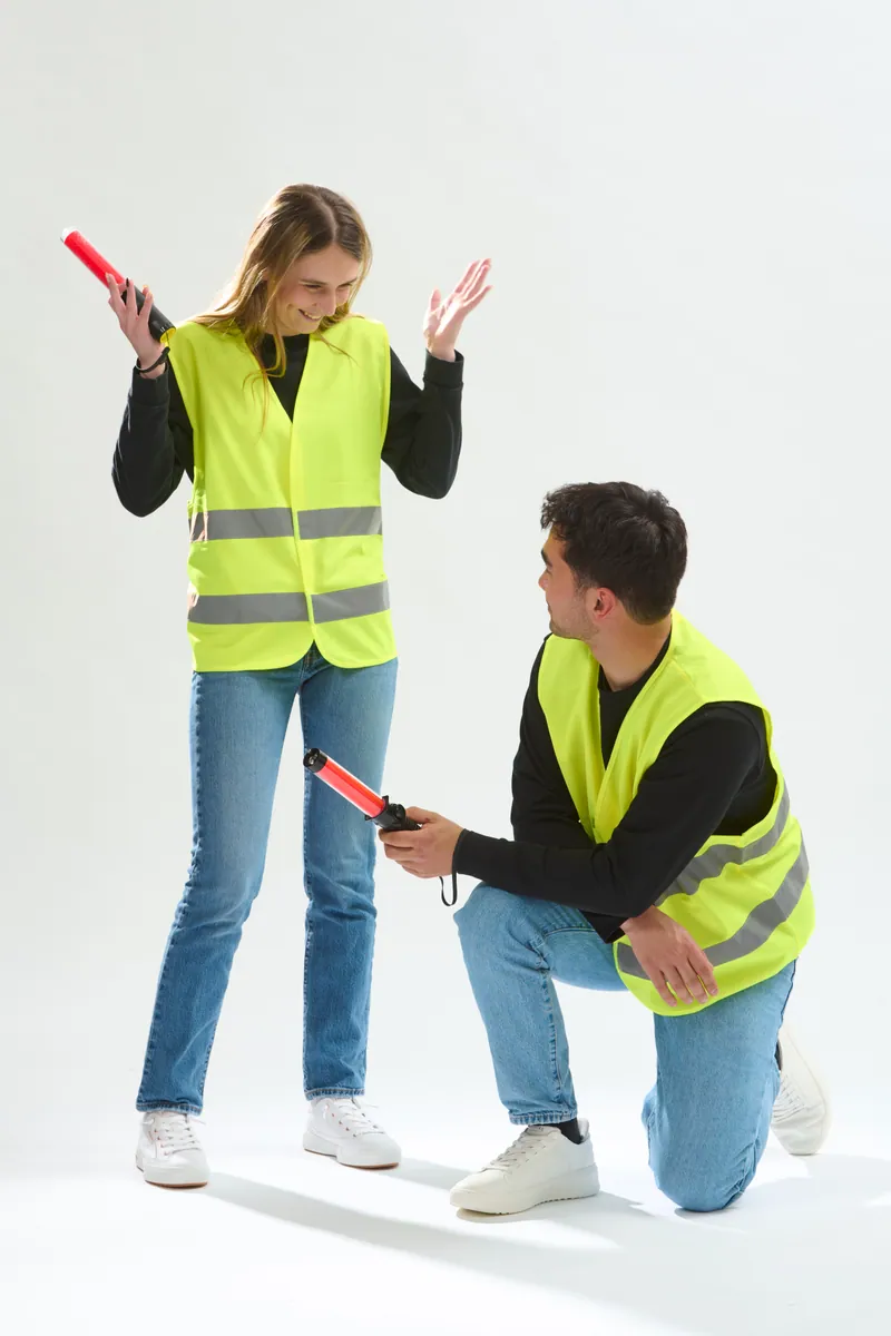 Gilet fluo parking, vue 1